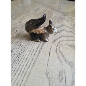 Squirrel Mini Jeweled Pewter Trinket Box Collectibles Home Decor Bejeweled
